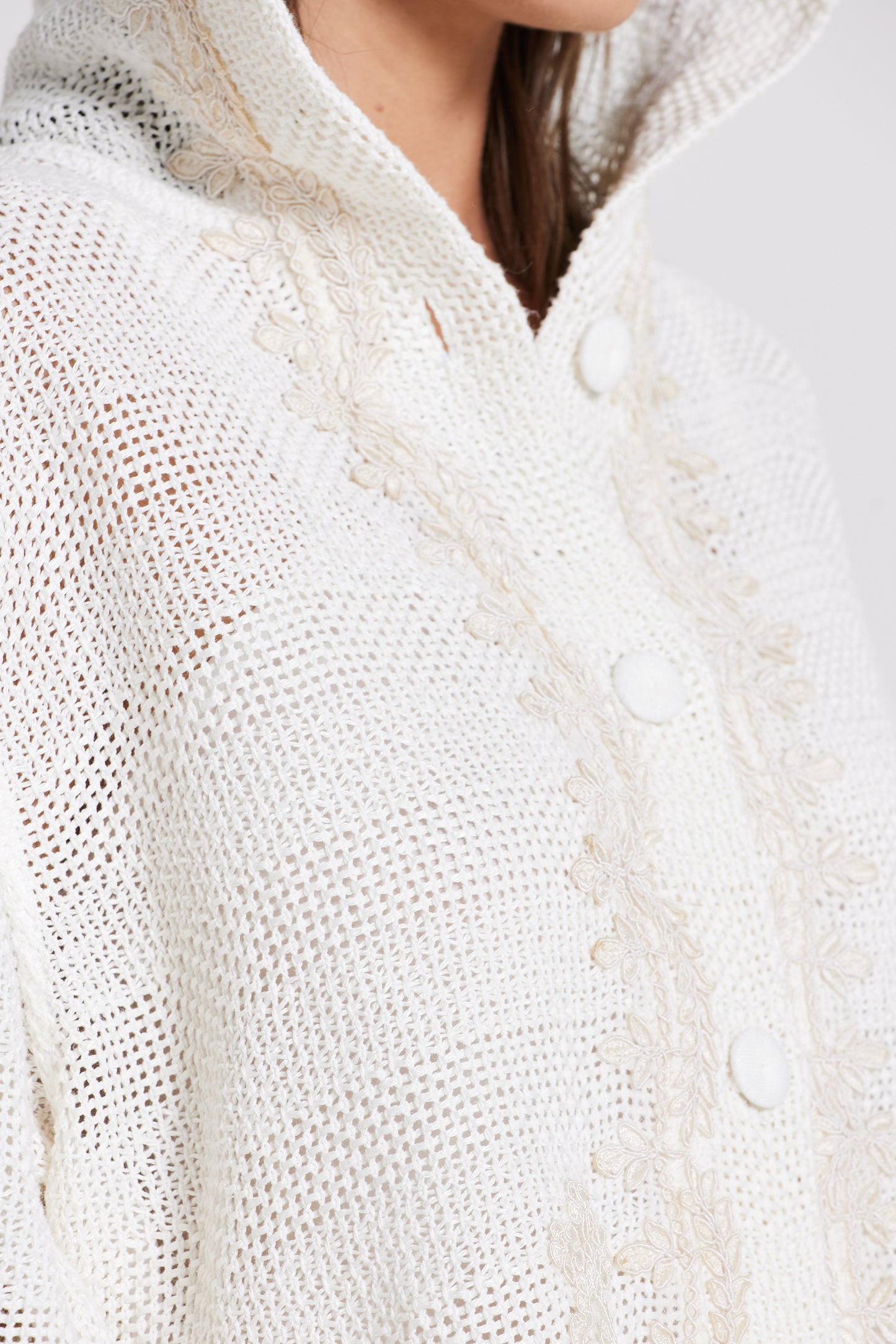 Linen And Cotton Knitwear Jacket With Hood