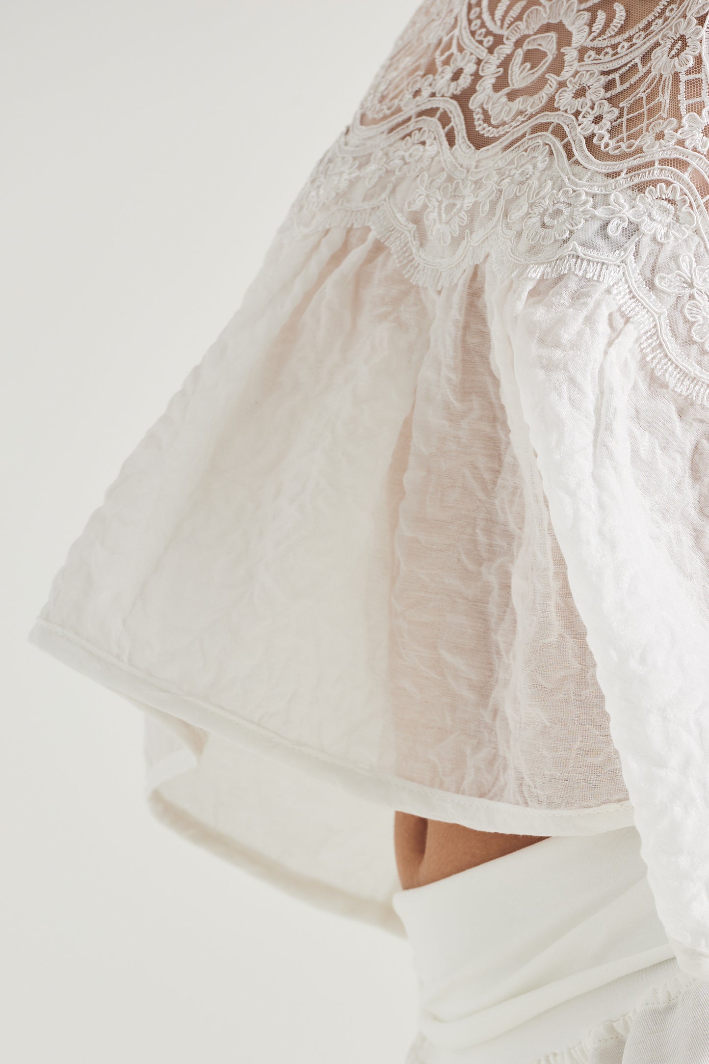 Cotton Blouse With Lace Top Details