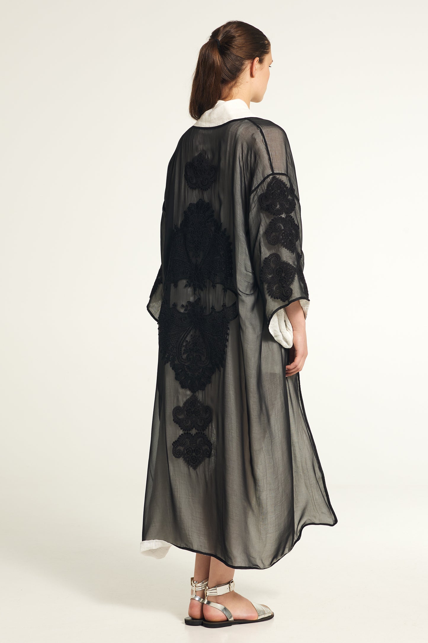 Long lace silk kimono