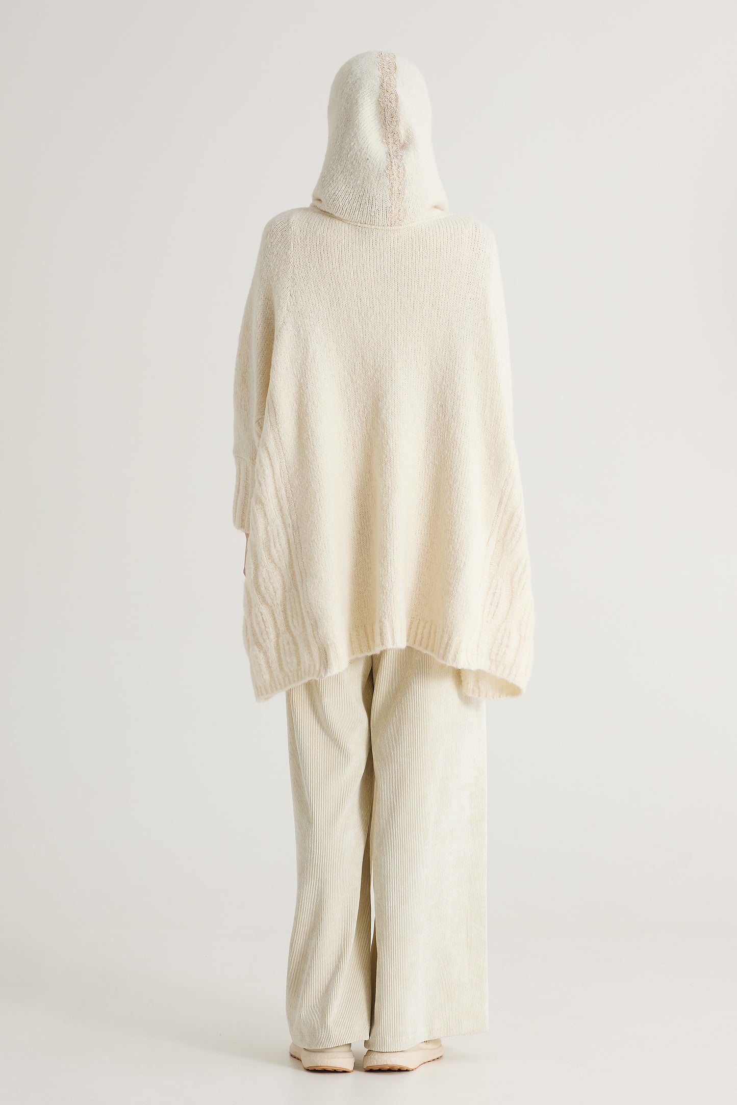 Wool Cardigan With Hood And Ribbon Closure