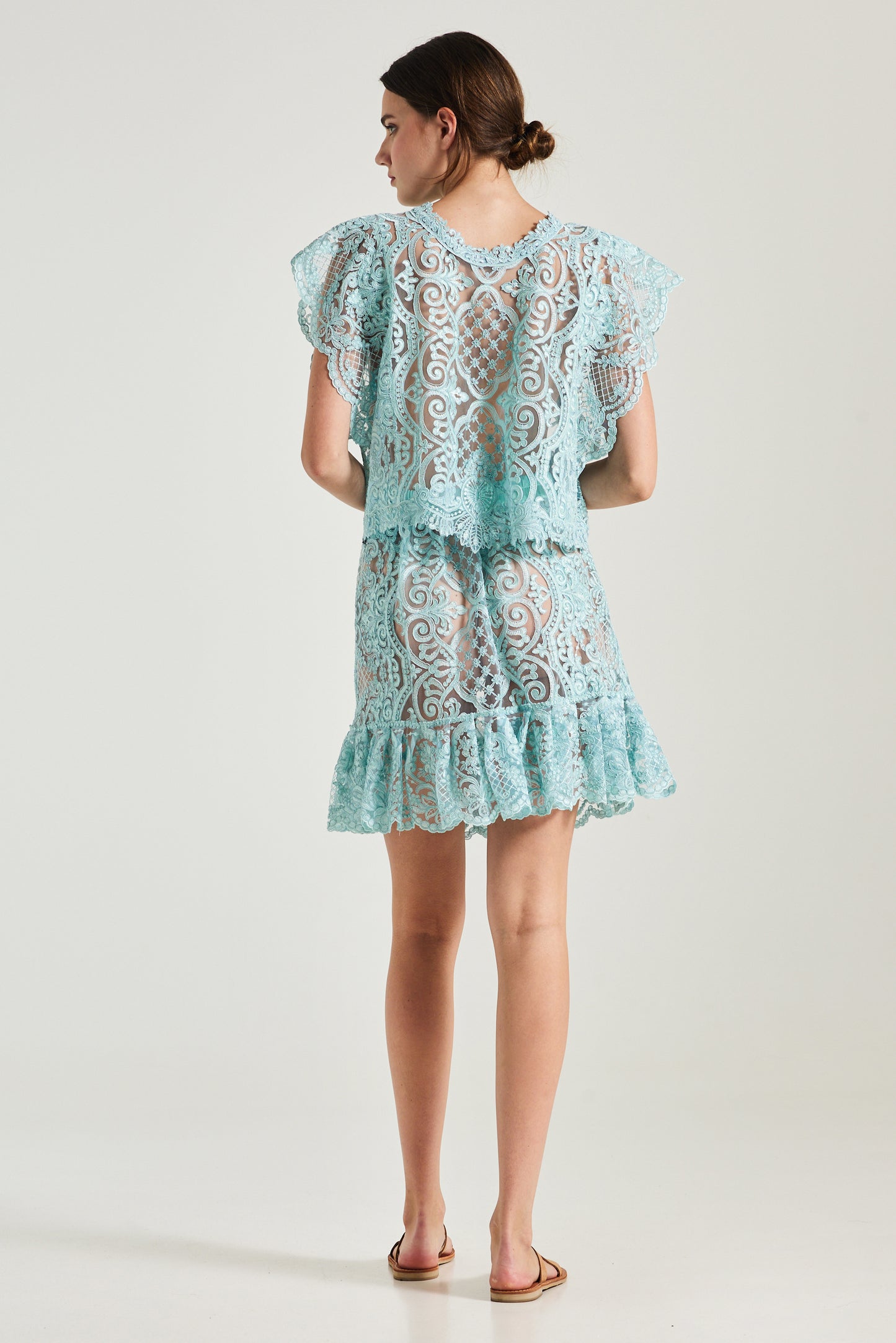 Lace Trumpet Skirt With Elastic Waistband