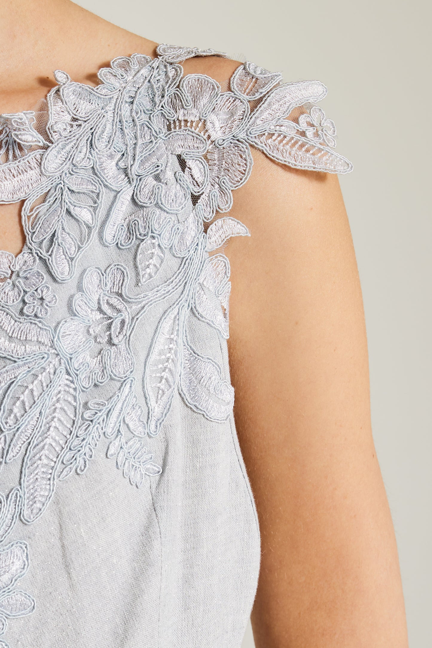 Linen Dress With Open Back And Lace Straps