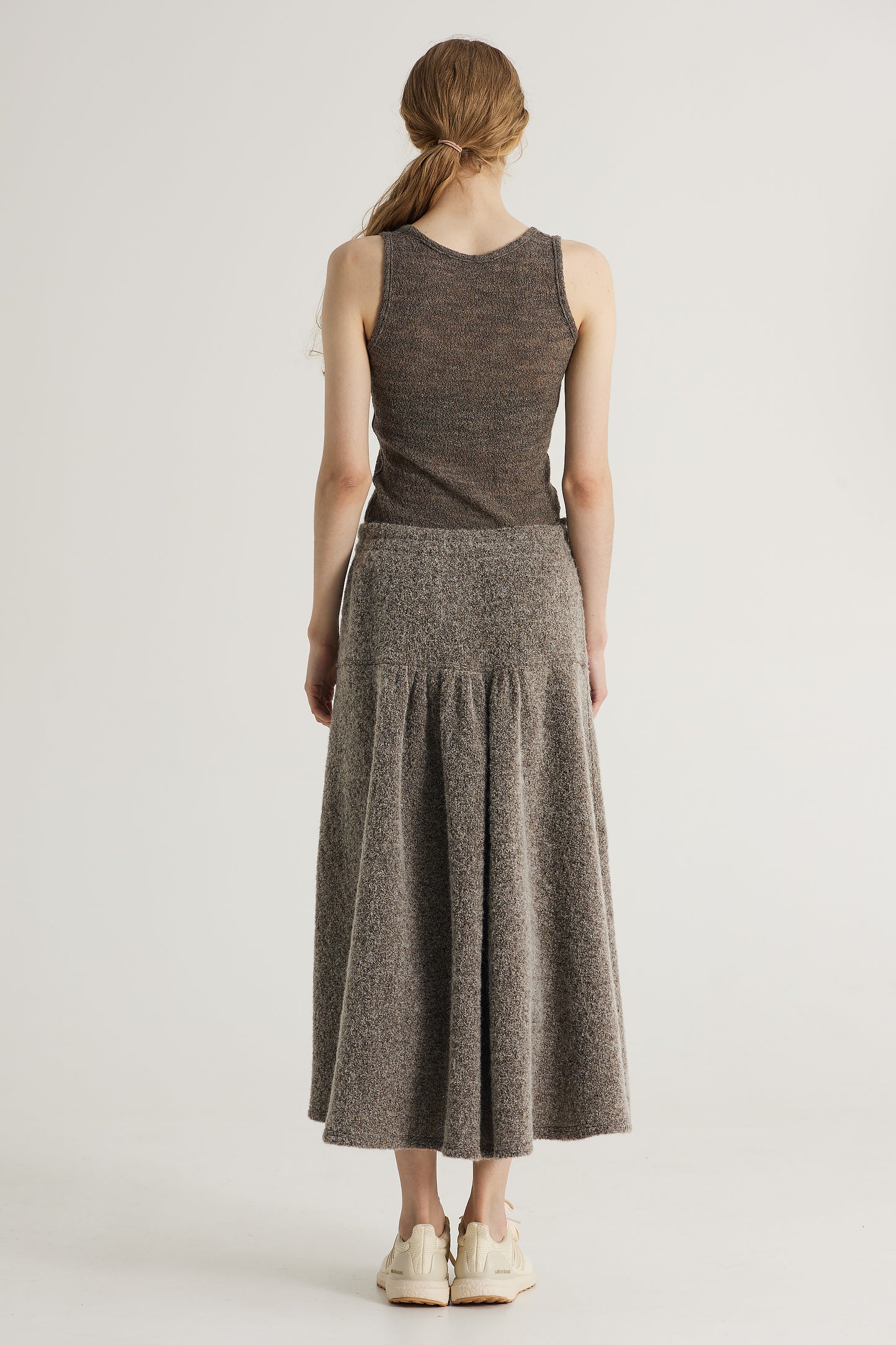 Long Wool Skirt With Elastic Waistband