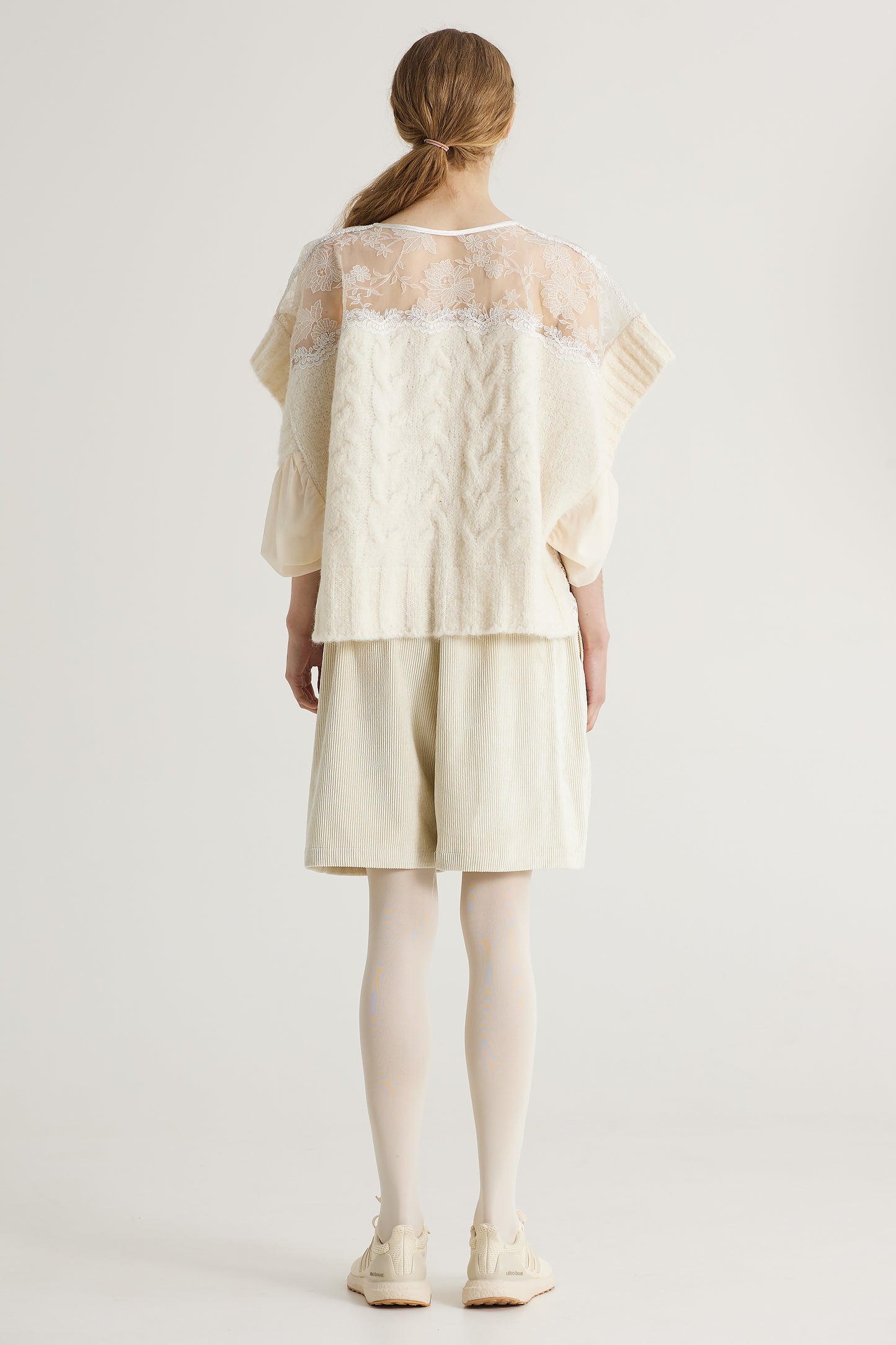 Knitwear Blouse With Lace And Silk Top