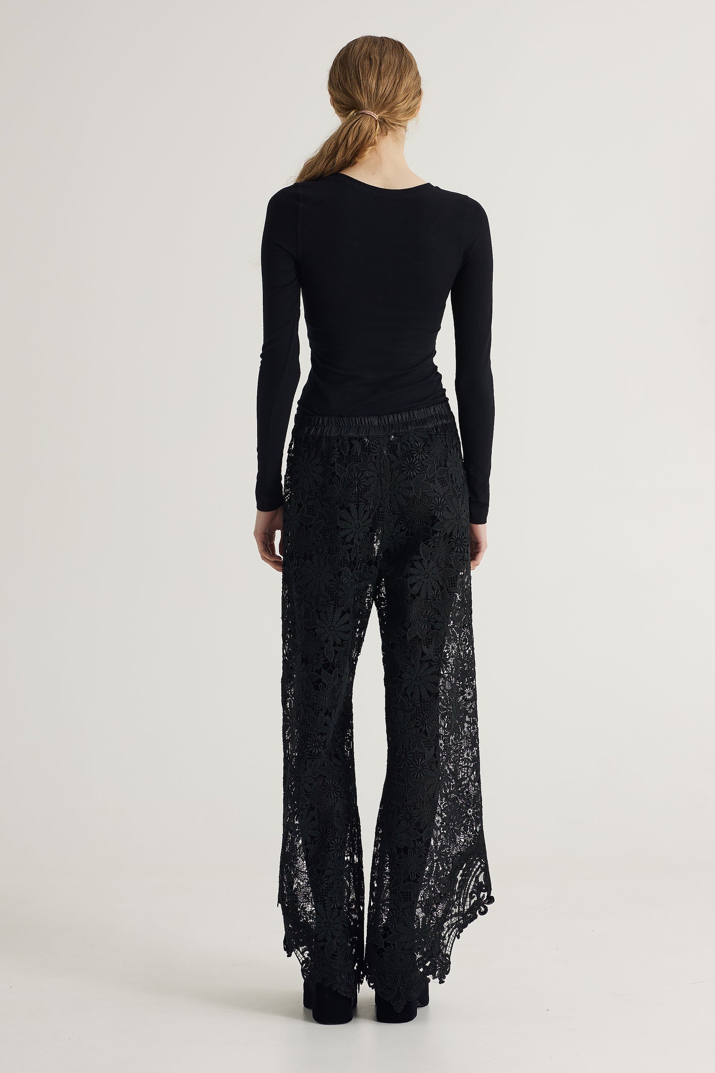Lace Pants With Silk Elastic Waistband