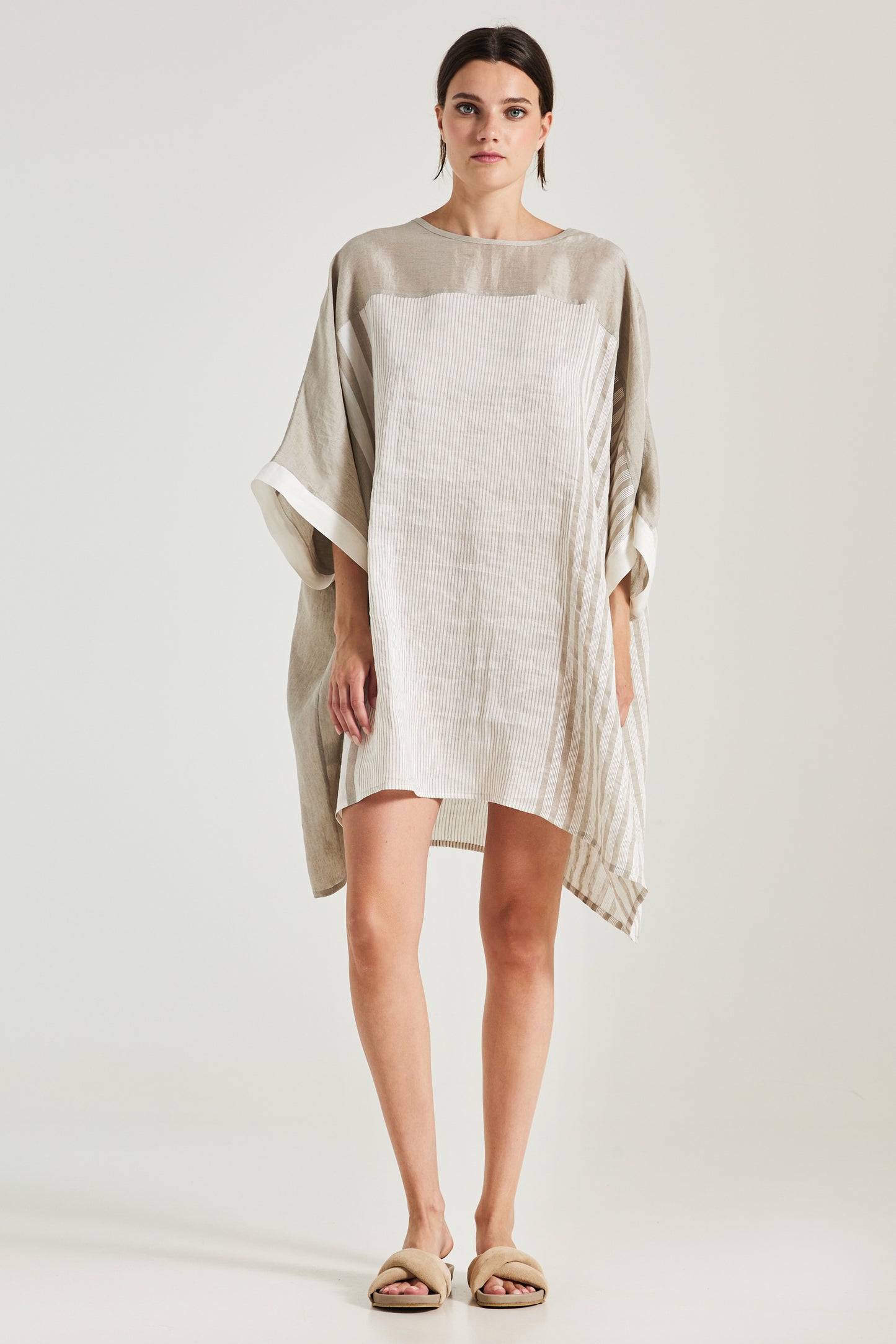 Linen And Silk Caftan With Oversize Fit