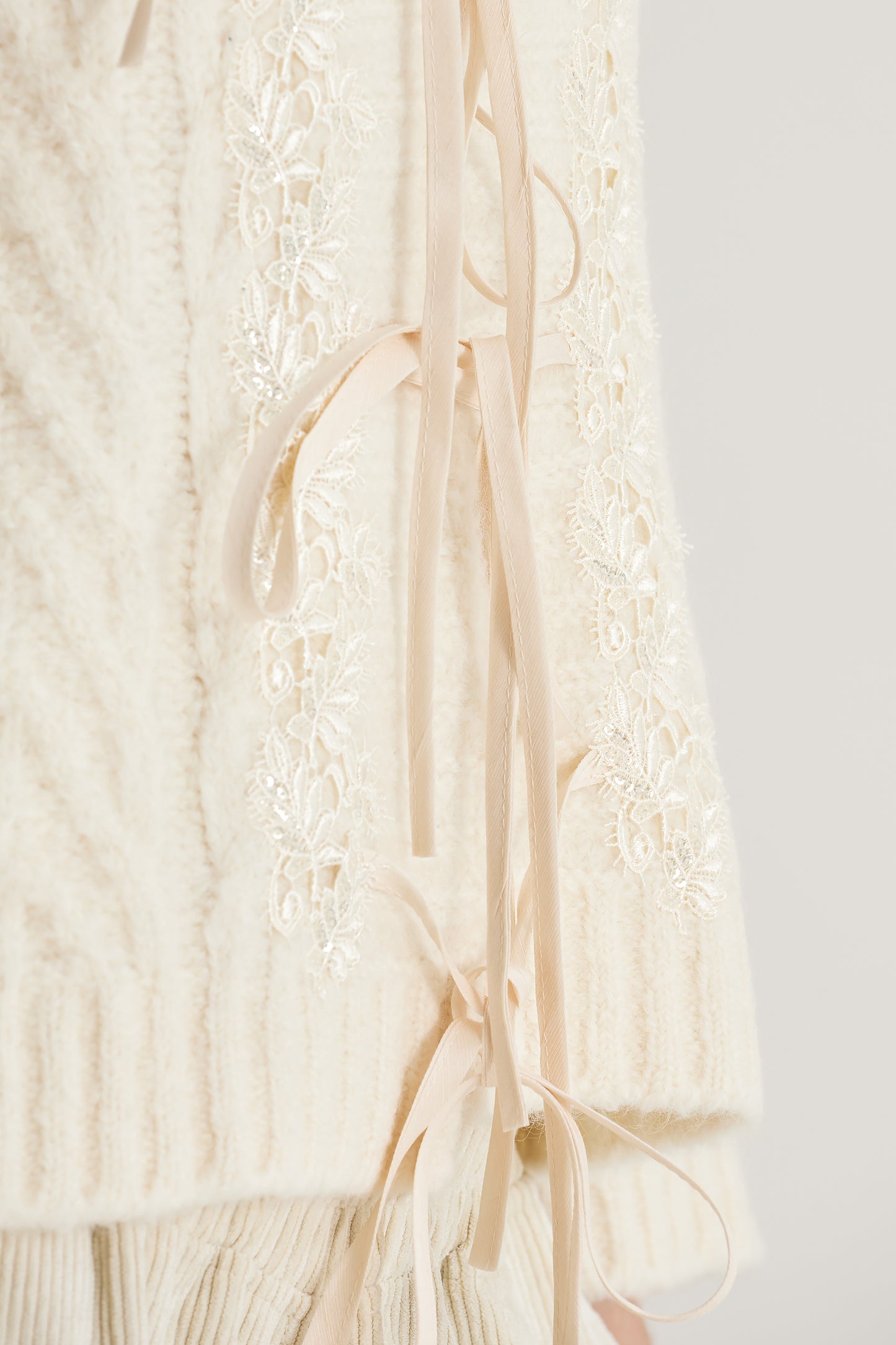 Wool Jacket With Ribbon Front Closure