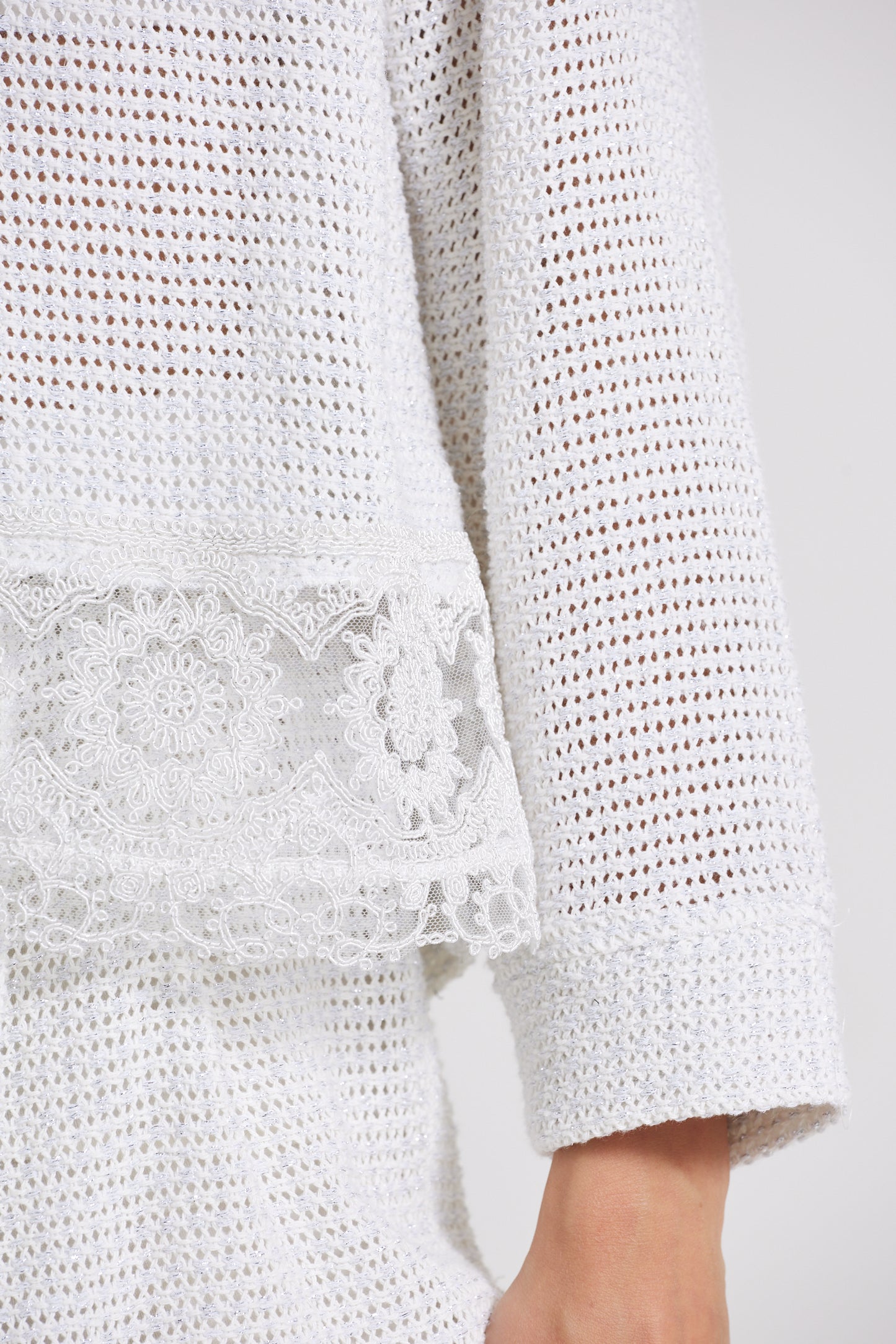 Knitwear Jacket With Bottom Lace Details