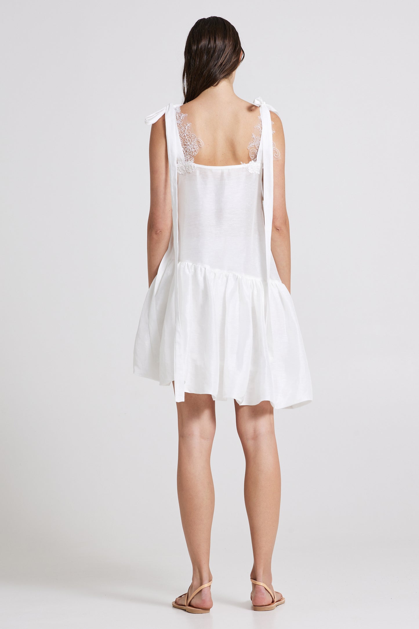 Linen And Silk Dress With Bubble Skirt
