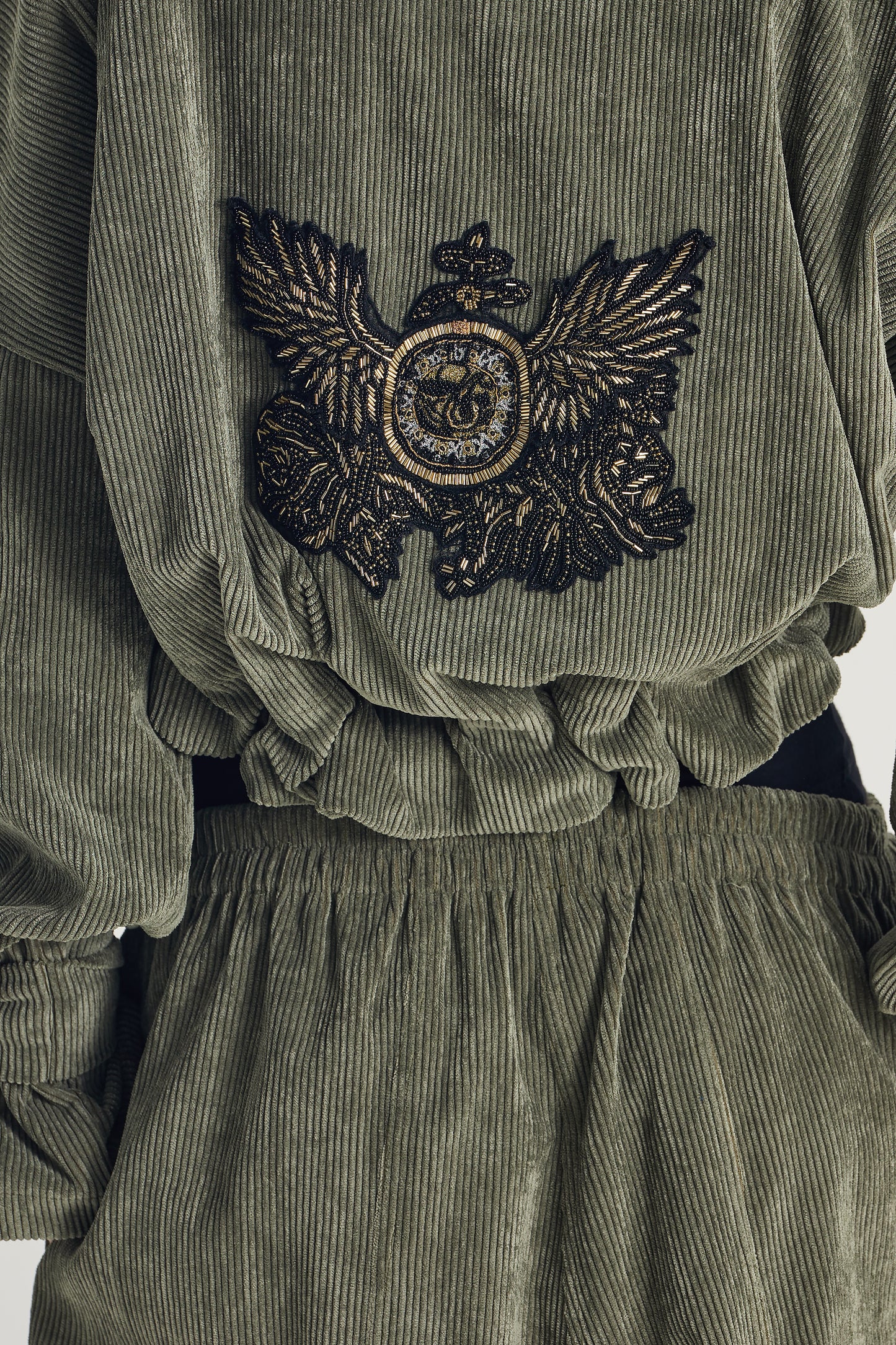 Corduroy Crop Sweater With Back Design