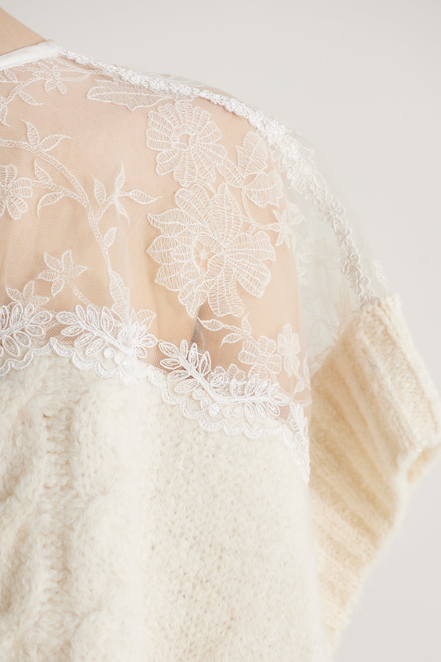 Knitwear Blouse With Lace And Silk Top