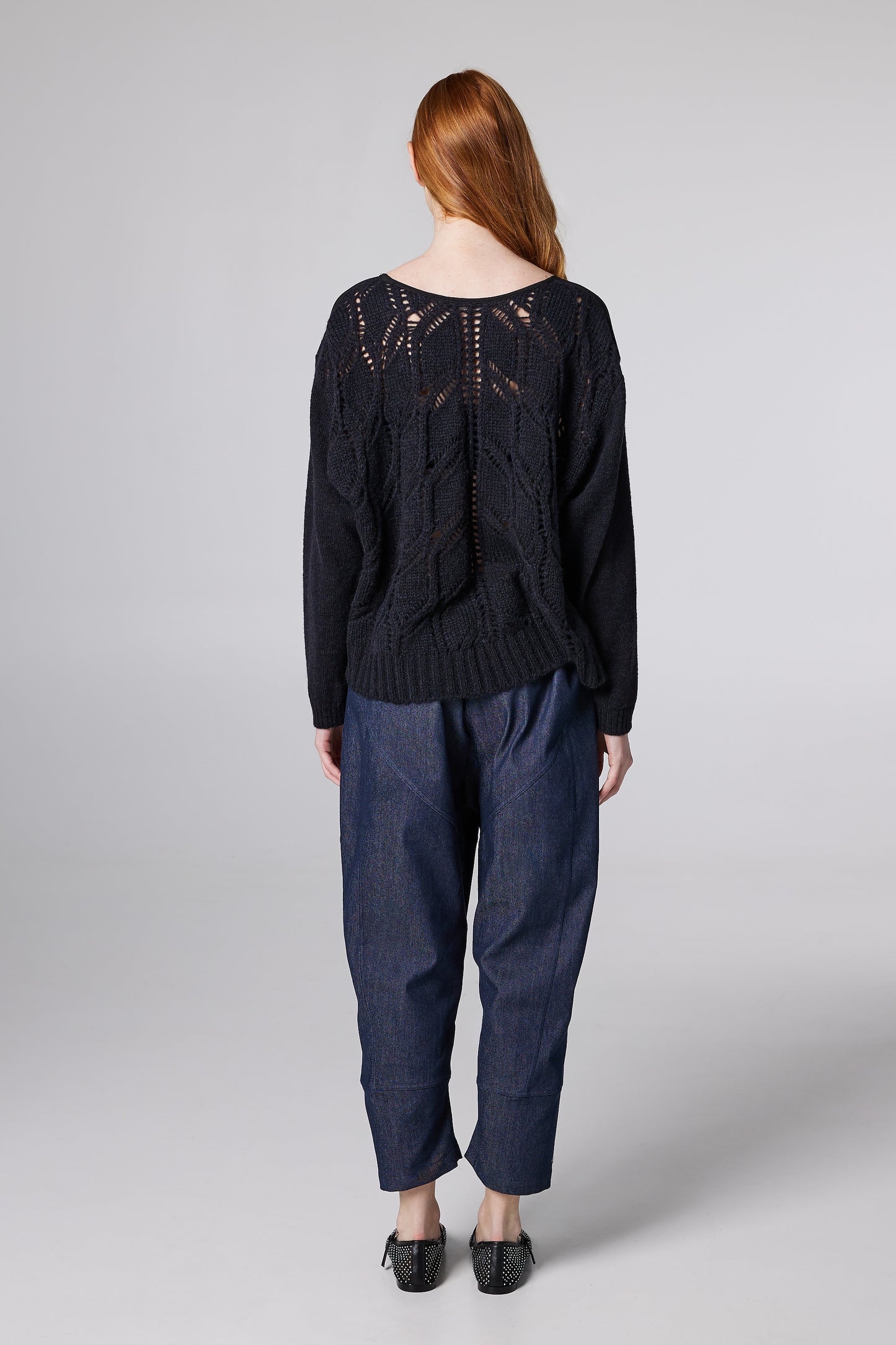 Sheer-Lace Front Sweater