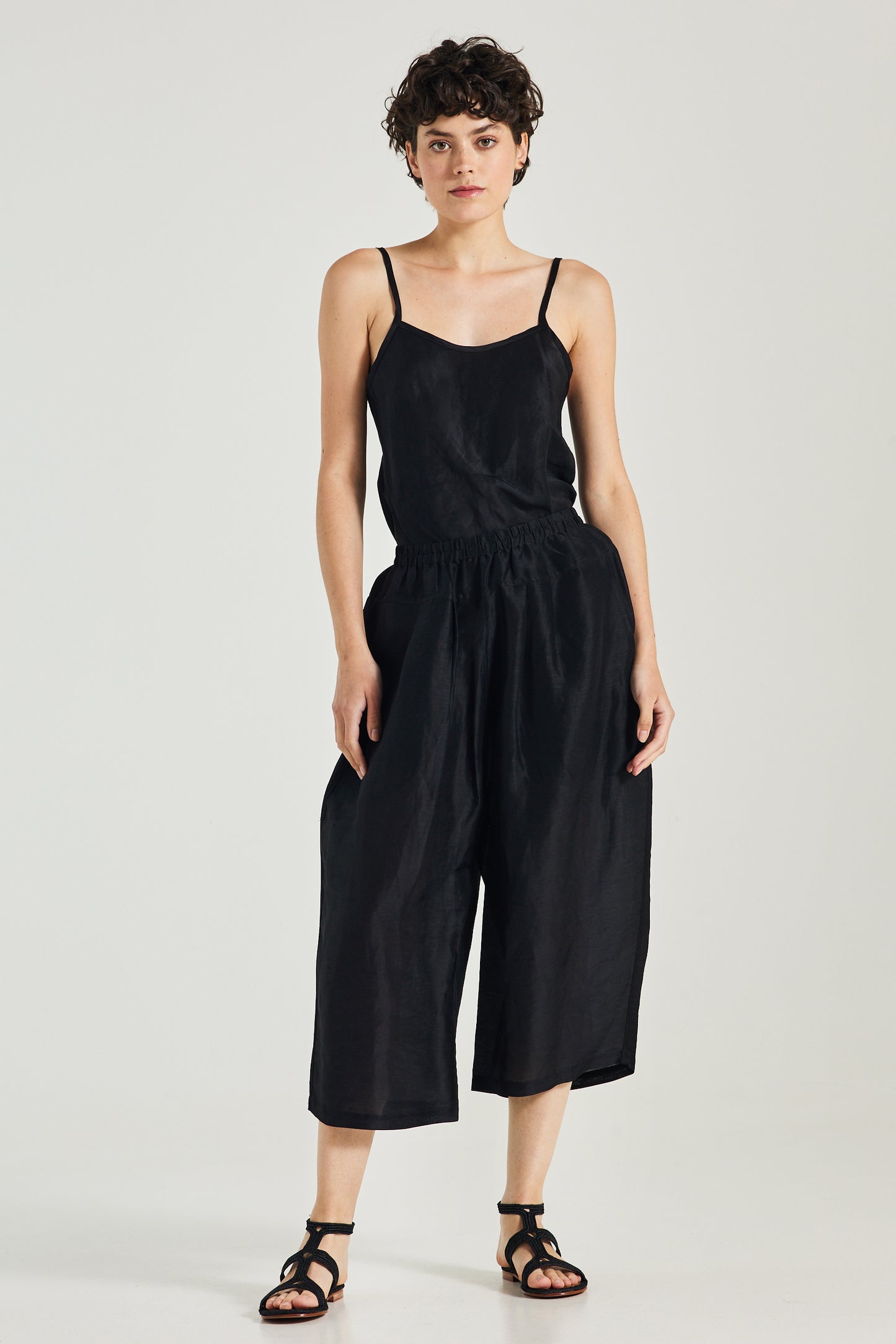 Linen And Silk Trousers With Elastic Waistband