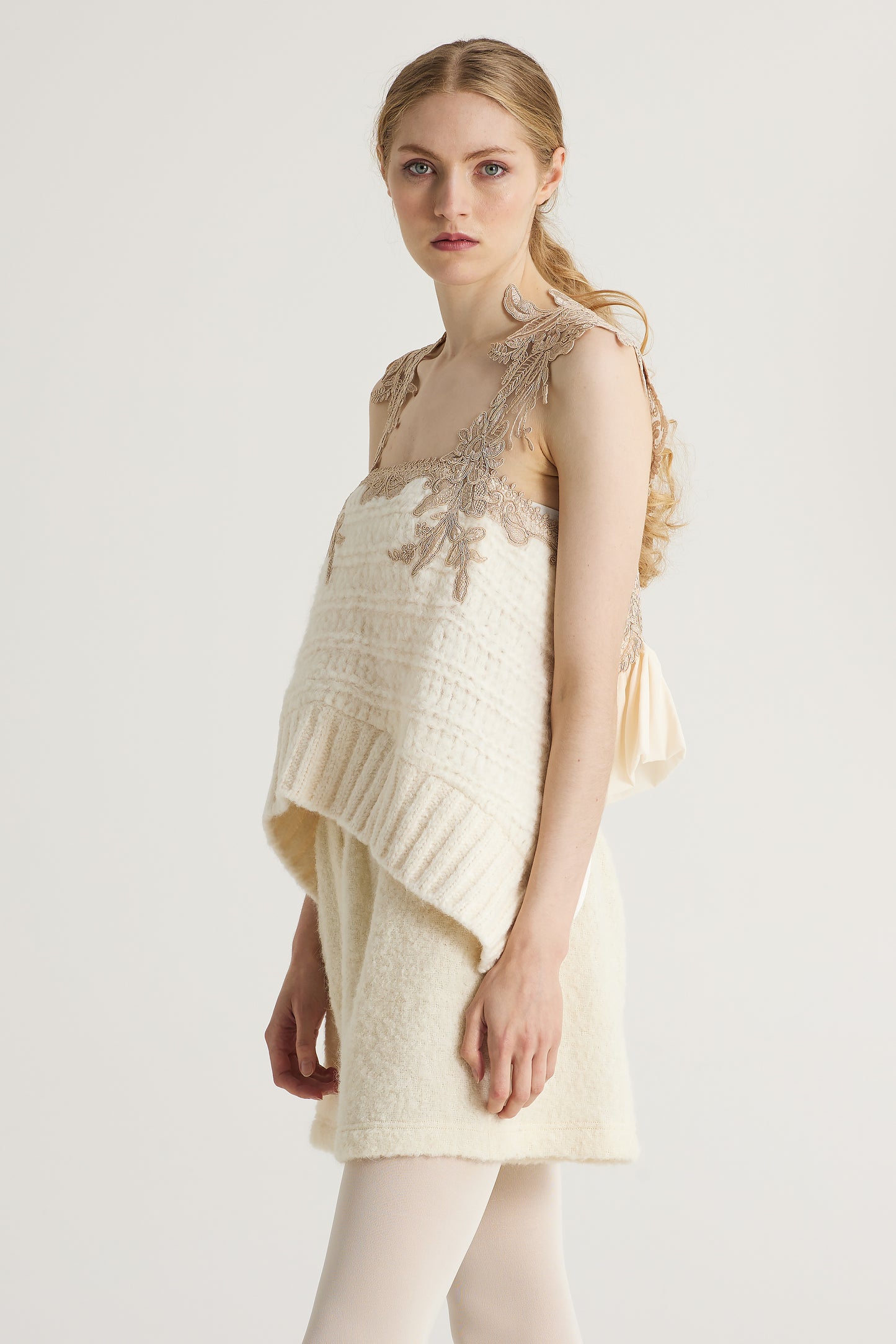 Knitwear Blouse With Lace Top And Back Details