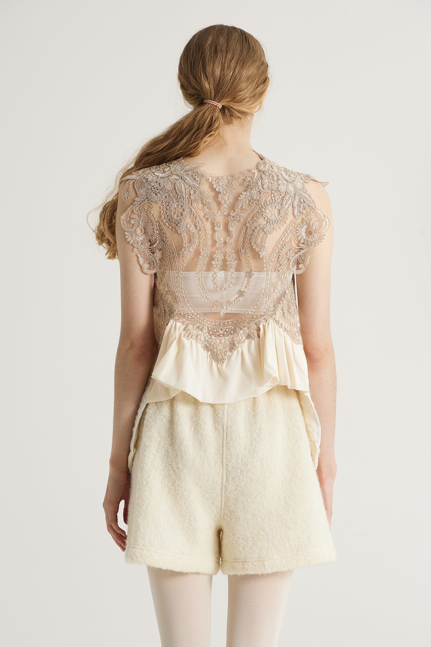 Knitwear Blouse With Lace Top And Back Details