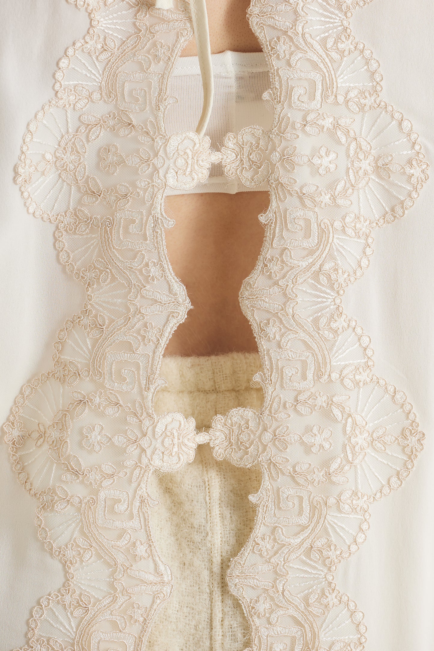Knitwear Wool Blouse With Open Back Lace Details