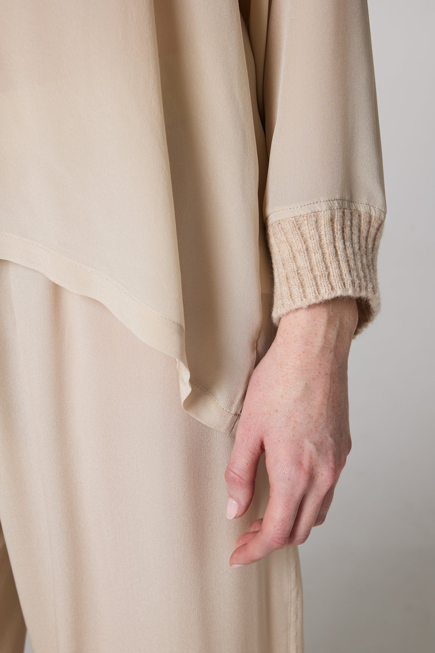Silk Layering Top With Wool Finishings