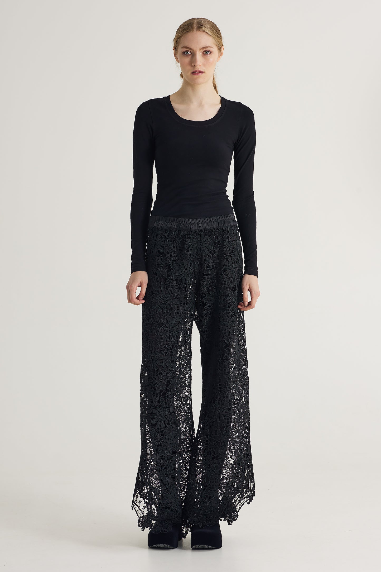 Lace Pants With Silk Elastic Waistband