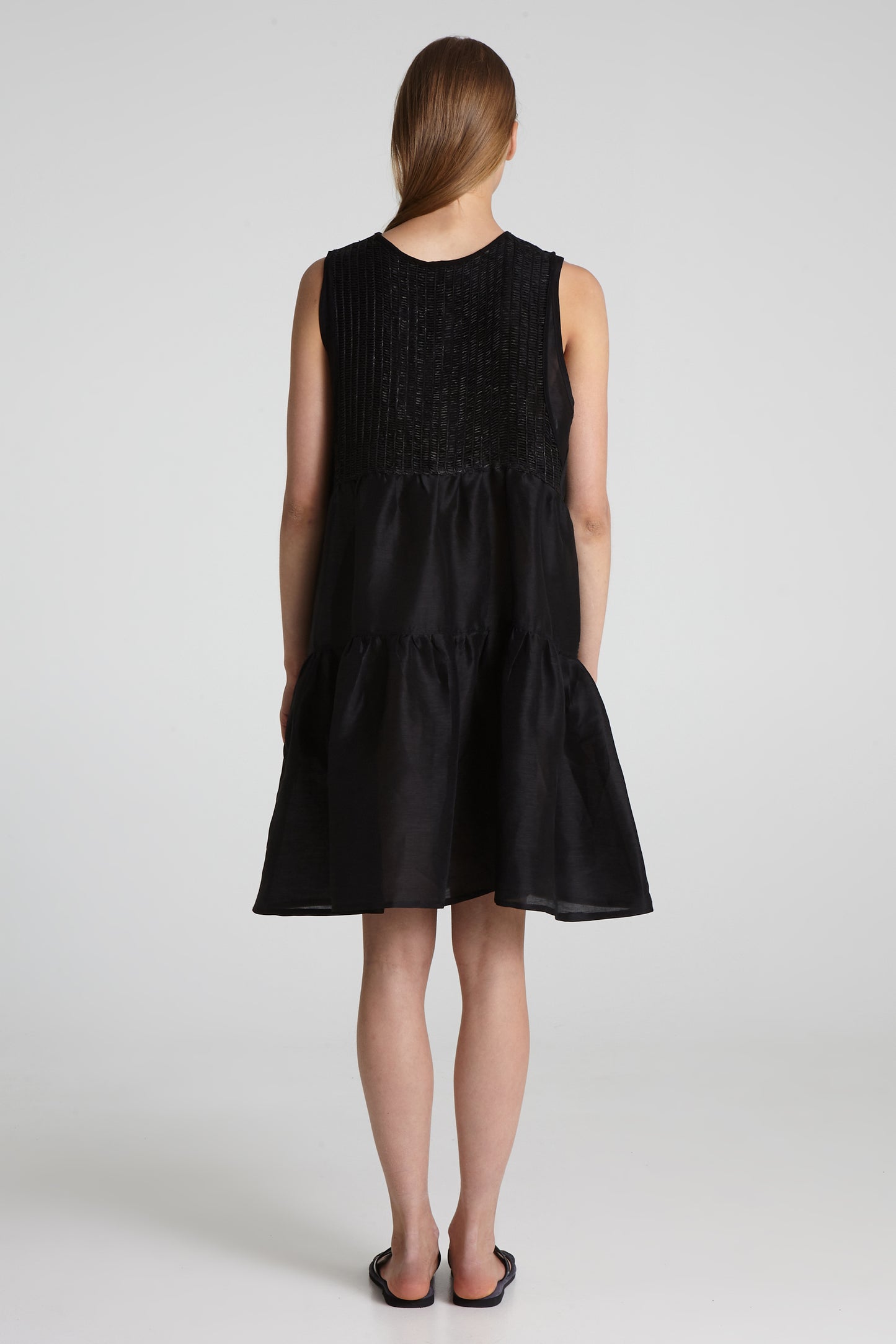 Midi linen and silk dress