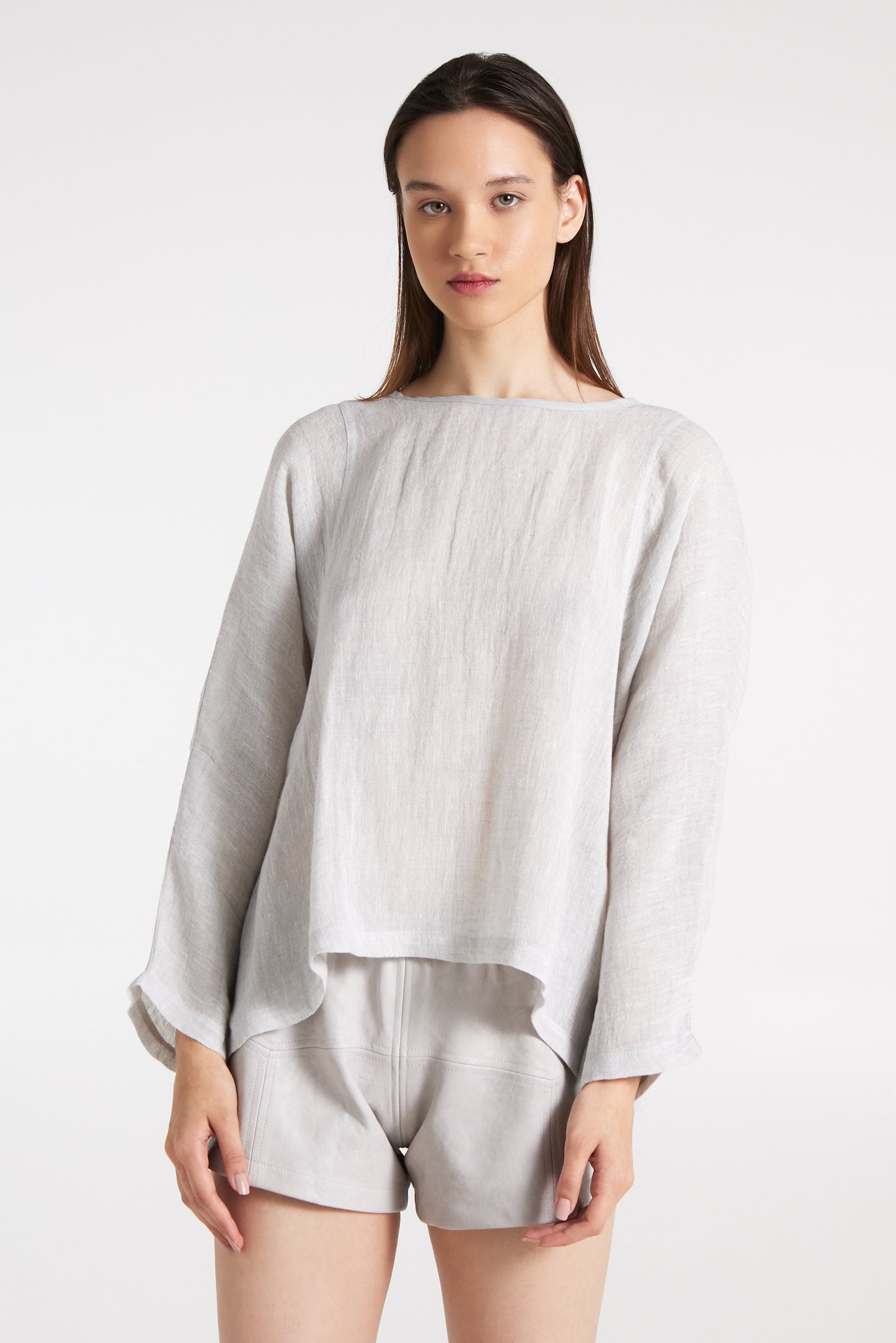 Open Back Long Sleeve Blouse