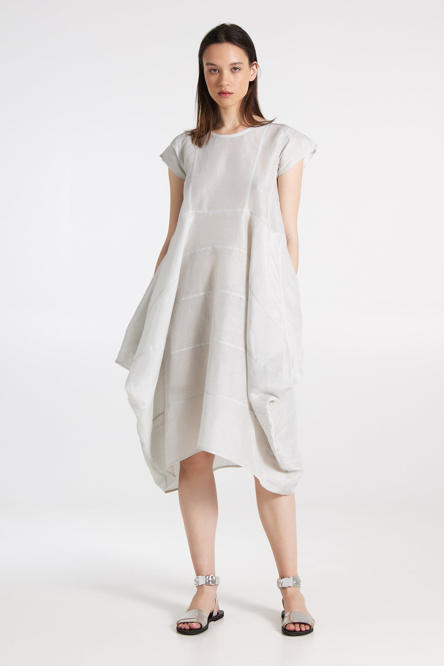 Wide silk and linen dress