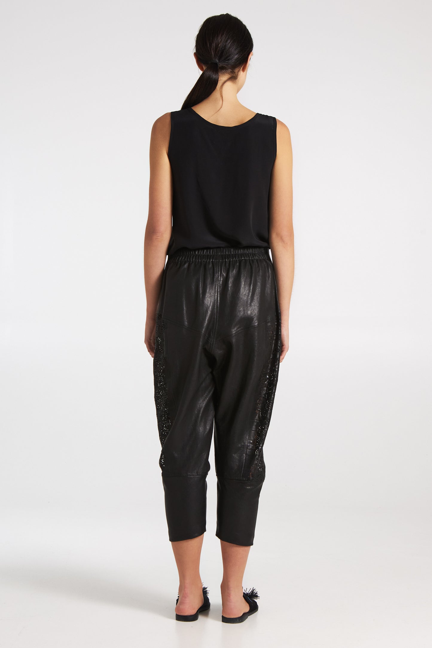 Leather low waist pants