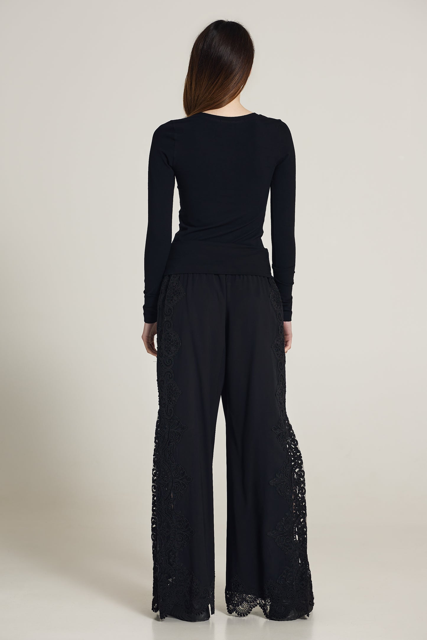 Wide Leg Trousers With Lace