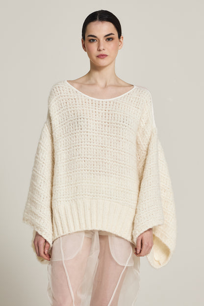 Knitwear Sweater With Silk Back