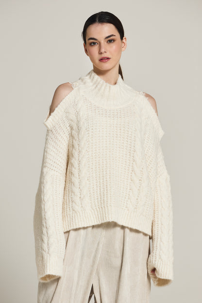 Knitwear Sweater With Open Shoulders