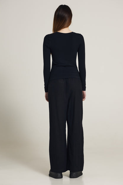 Wide Leg Wool Trousers