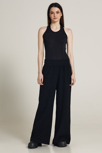 Wide Leg Trousers With Elastic Wistband