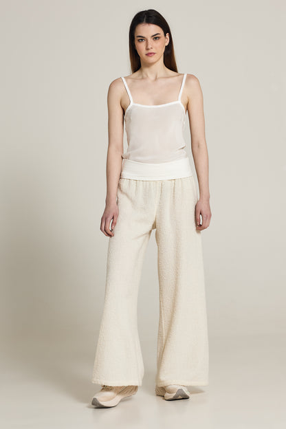 Wide Leg Trousers With Elastic Wistband