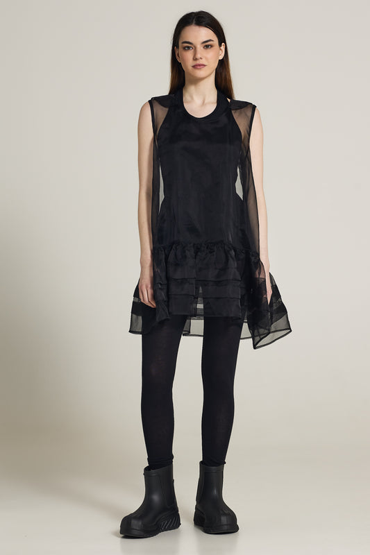 Silk Shift Dress With Ruffles