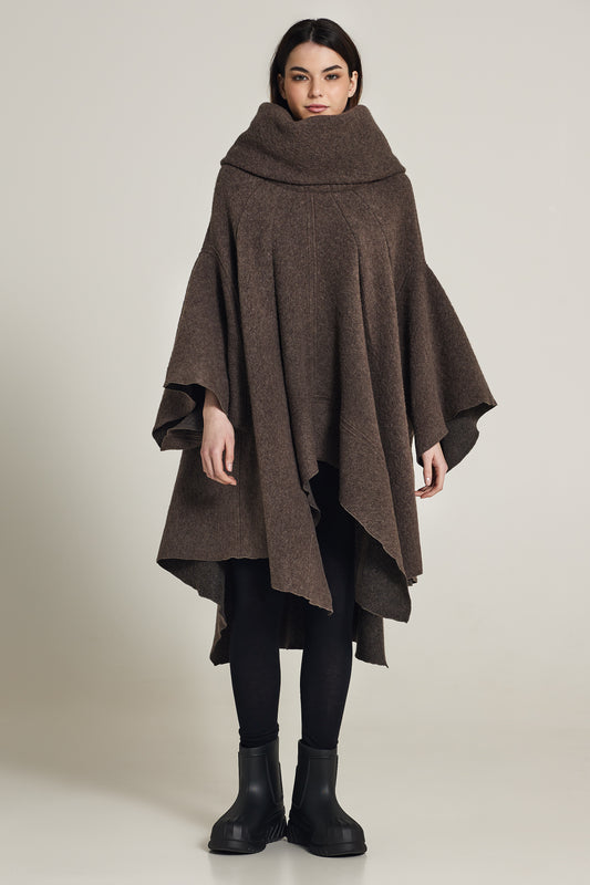 Long Cape With Oversize Neckline