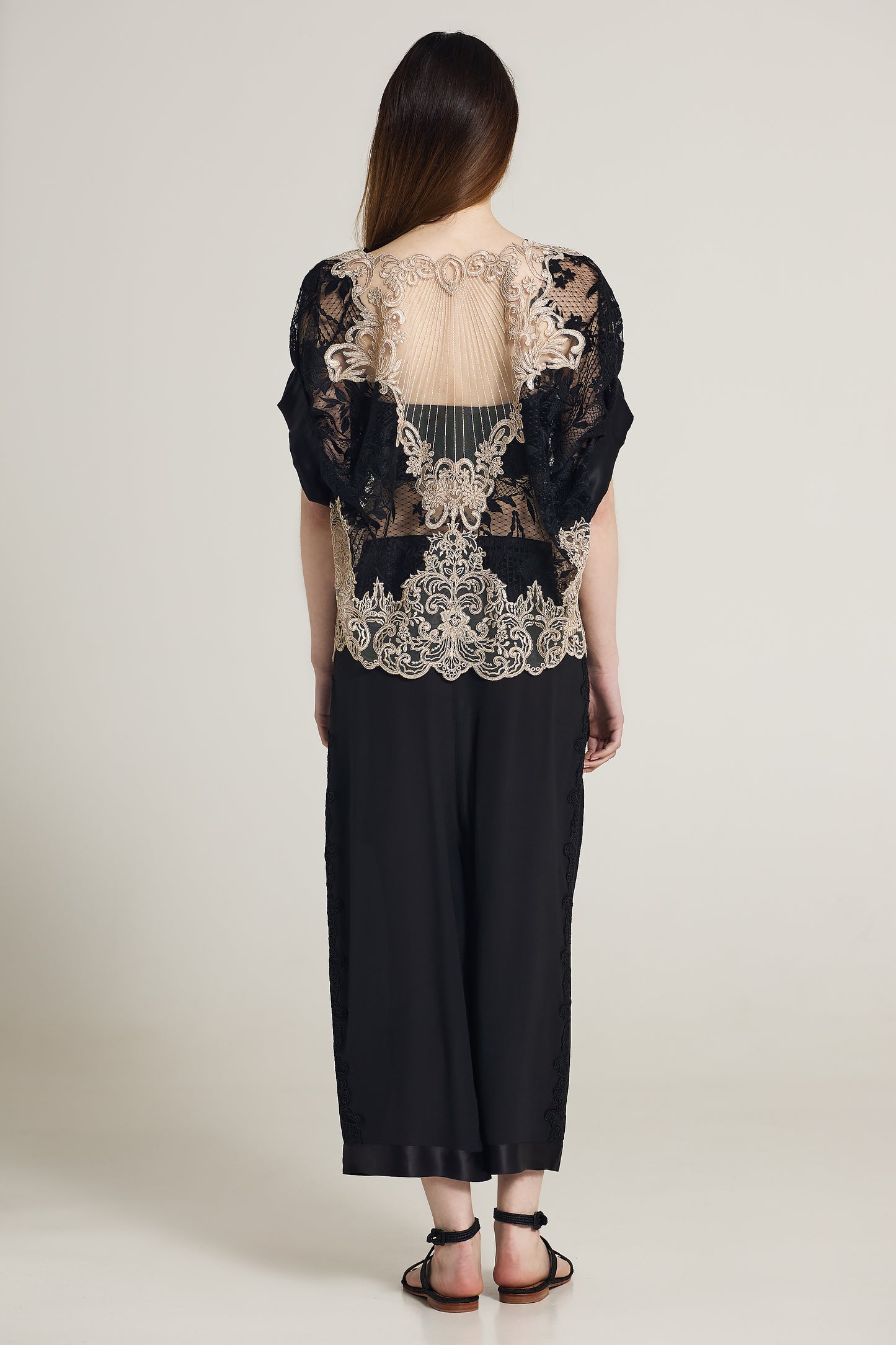 Lace Top With Silk Back Opening