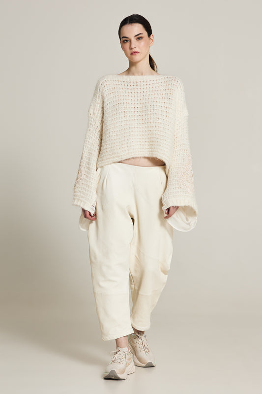 Knitwear Sweater With Silk Sleeve