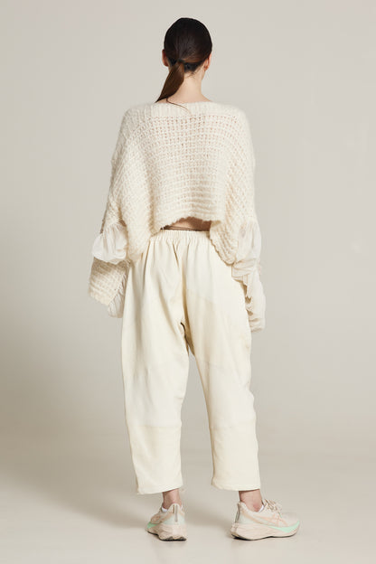 Knitwear Sweater With Silk Sleeve