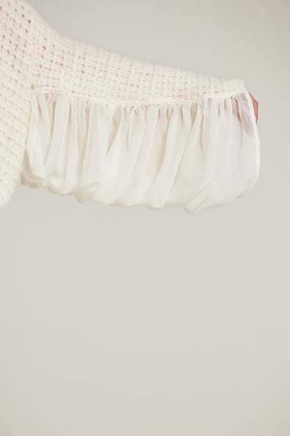 Knitwear Sweater With Silk Sleeve