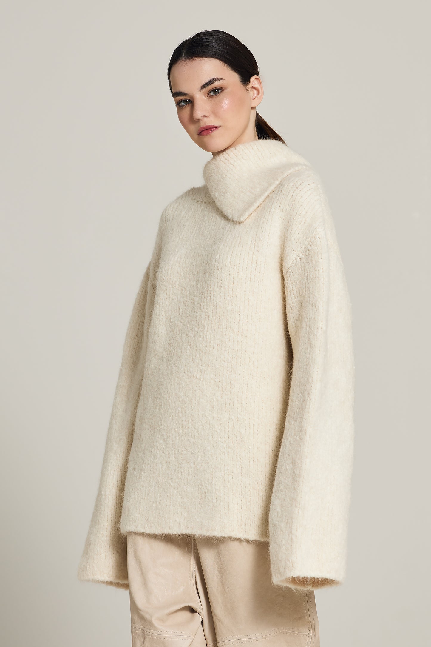 Knitwear Sweater With Asymmetric Neckline