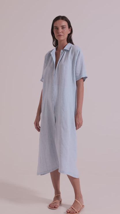 Linen Long Dress With Buttons