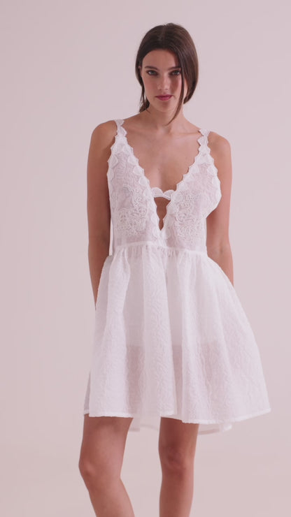 Cotton Dress With Top Lace Details