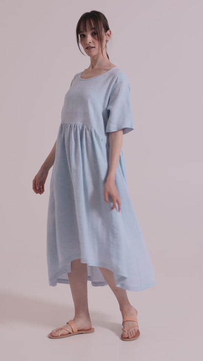 Linen Dress With Short Sleeves