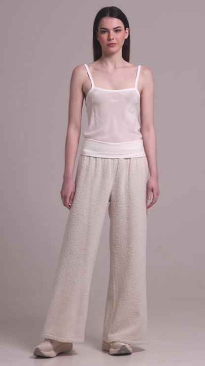 Wide Leg Trousers With Elastic Wistband