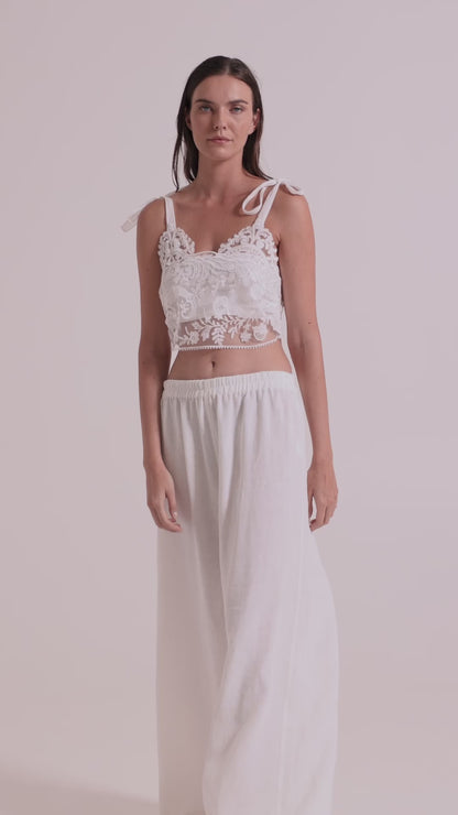Lace Top With Ribbon Straps