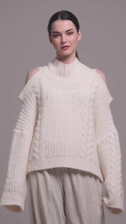 Knitwear Sweater With Open Shoulders