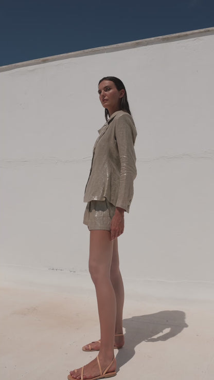 Laminated Shorts With Elastic Waistband