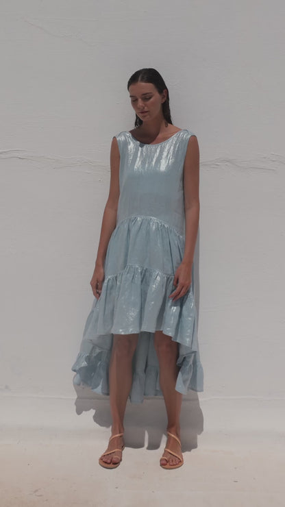 High-Low Sleeveless Linen Dress
