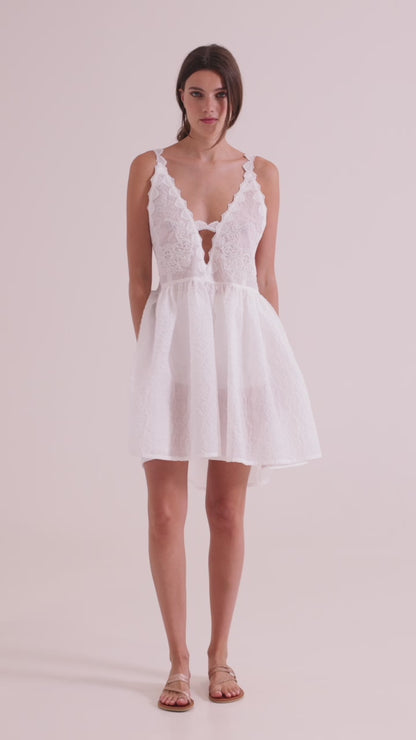 Cotton Dress With Top Lace Details