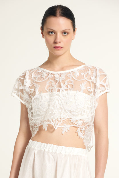 Lace short sleeve top