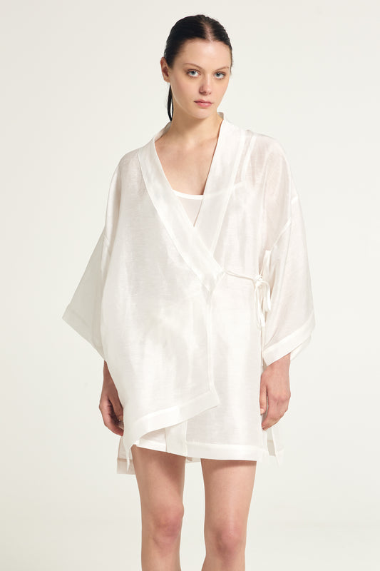 Silk and Linen midi kimono